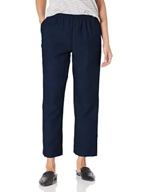 Alfred Dunner Women's Around Elastic Waist Polyester Short Pull-On Style Pants, Navy, 8 Petite