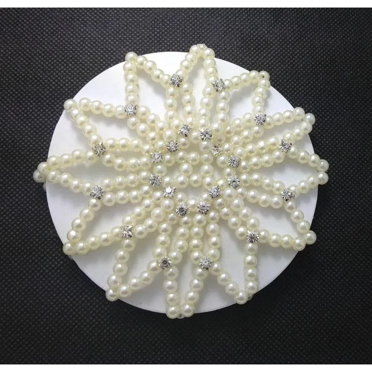 Hamag Pearl Bun Hair Net with Crystals