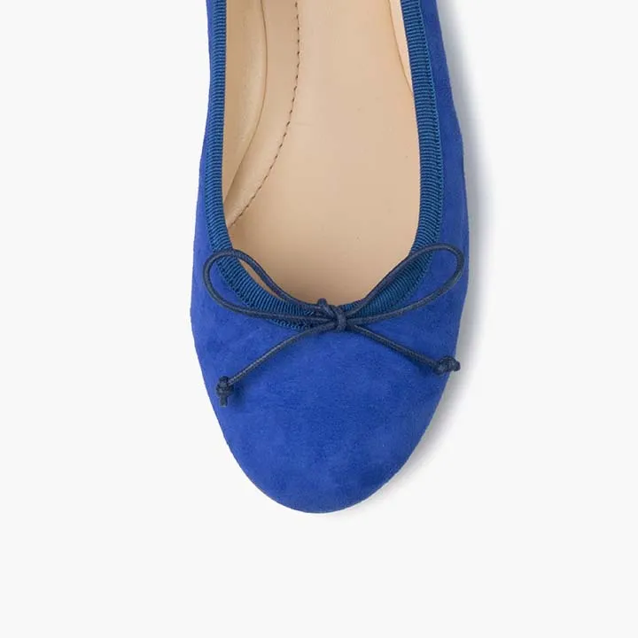 Livia Suede Leather Ballet Flat Shoes - Cobalt Blue