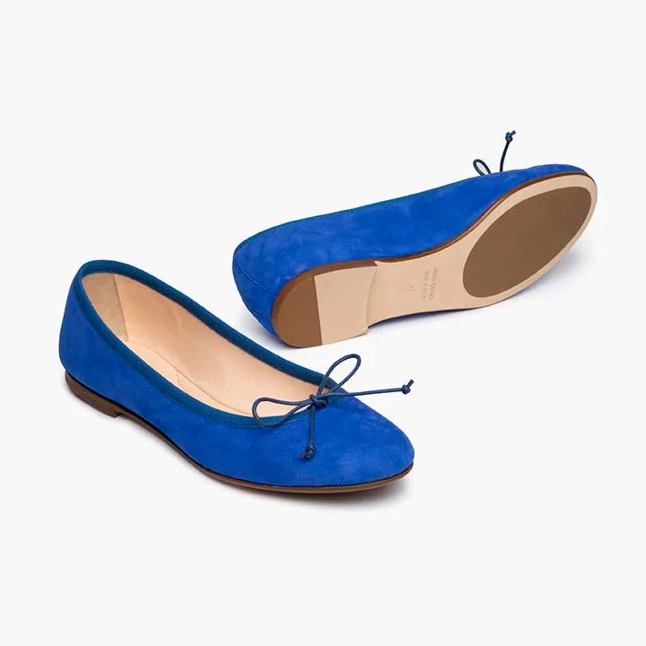 Livia Suede Leather Ballet Flat Shoes - Cobalt Blue