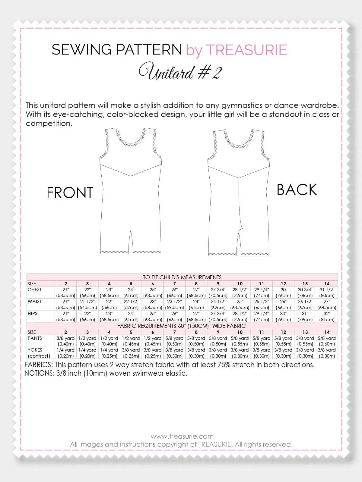 Unitard Patterns - Girls UNITARD#2 (LU02)