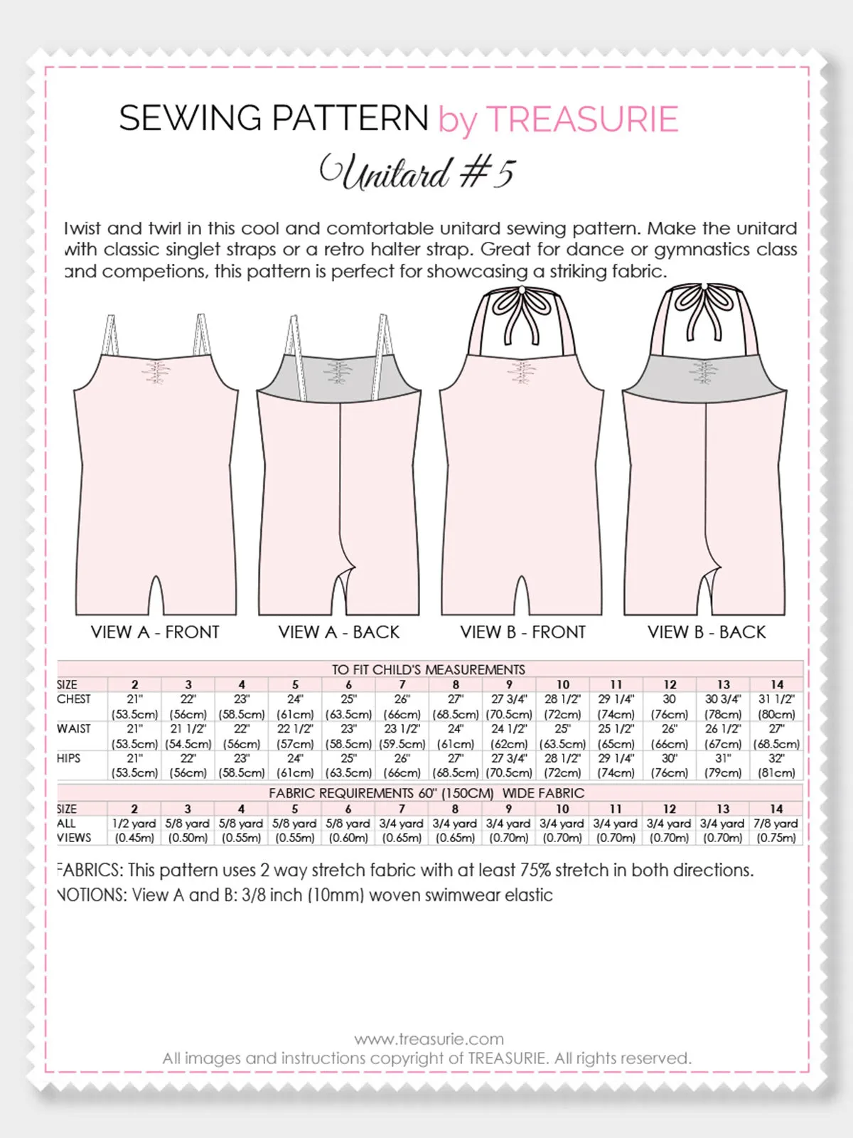 Unitard Patterns - Girls UNITARD#5 (LU05)